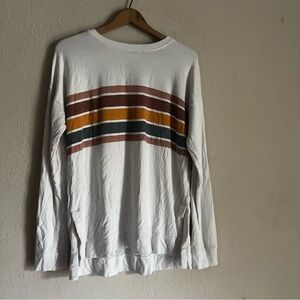 Thread & Supply Cozy White Striped Combo Top